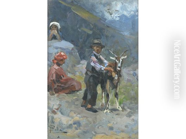 The Young Goat Herder Oil Painting by Paolo Sala