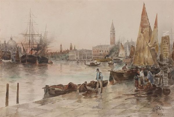 Vue De Venise Oil Painting by Paolo Sala