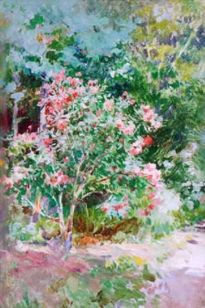 A Garden Scene Oil Painting by Paolo Sala