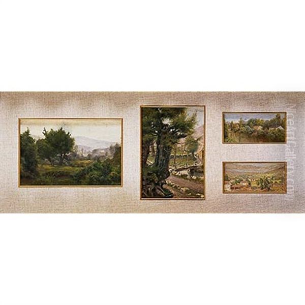 Paisajes (4 Works) Oil Painting by Manuel Salces y Gutierrez