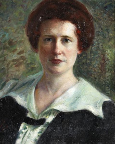 Portrait Of Carrie Aude (the Artists Wife) Oil Painting by Khalil Saleeby