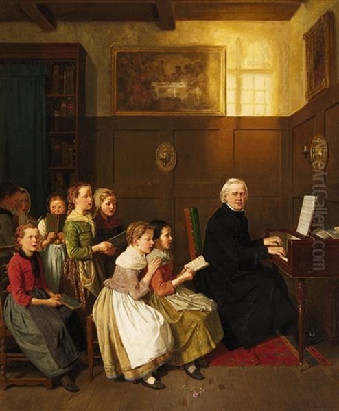 The Singing Lesson Oil Painting by Hubert Salentin