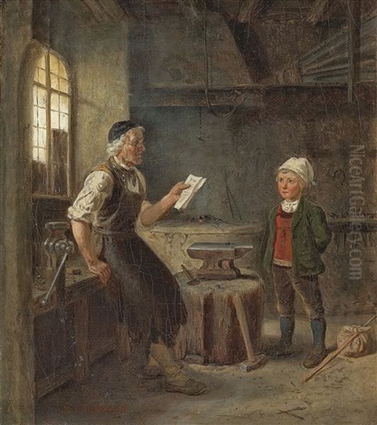 Der Neue Schmiedelehrling Oil Painting by Hubert Salentin