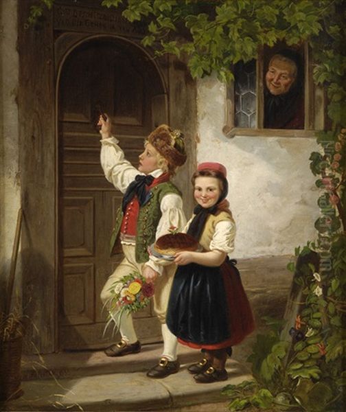 Die Gratulanten Oil Painting by Hubert Salentin