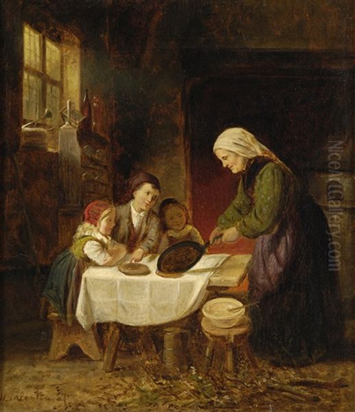 Pfannkuchentag Bei Der Grosmutter Oil Painting by Hubert Salentin