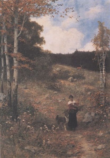 Madchen Im Wald Oil Painting by Hubert Salentin