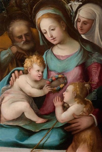 Heilige Familie Mit Dem Johannesknaben Und Der Heiligen Katharina Von Siena Oil Painting by Arcangelo di Leonardo Salimbeni