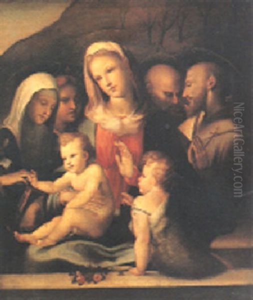 Matrimonio Mistico Di Santa Caterina D'alessandria Con San Giovannino, San Francesco D'assisi E San Giuseppe Oil Painting by Arcangelo di Leonardo Salimbeni