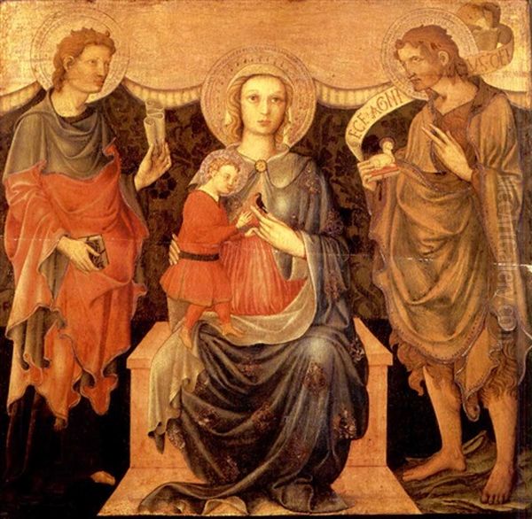 The Madonna And Child With Saints John The Evangelist And John The Baptist Oil Painting by Lorenzo Salimbeni