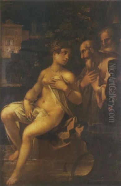 Suzanne Et Les Vieillards Oil Painting by Simondio di Ventura Salimbeni