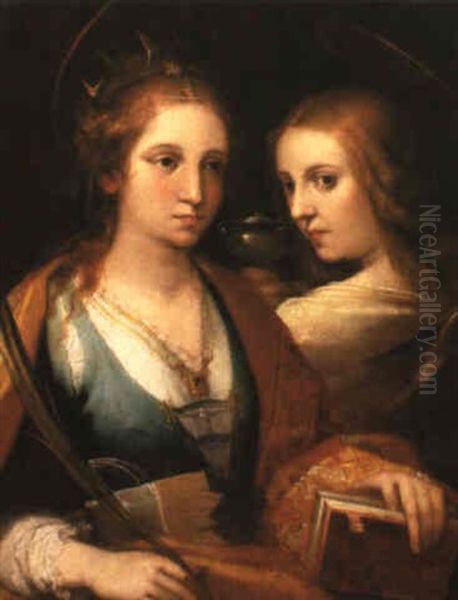 St. Mary Magdalene And St. Catherine Oil Painting by Ventura Salimbeni