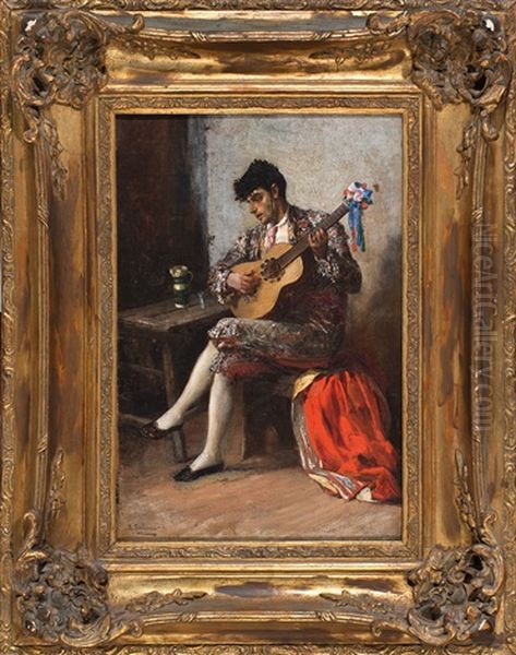 El Torero Guitarrista Oil Painting by Augustin Salinas y Teruel