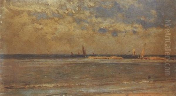 Marina Ad Anzio Oil Painting by Augustin Salinas y Teruel