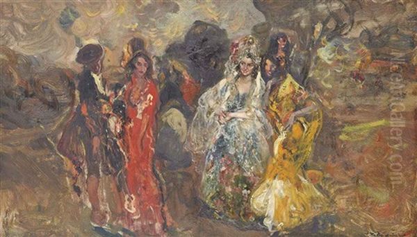 Spanish Dancers Oil Painting by Juan Pablo Salinas