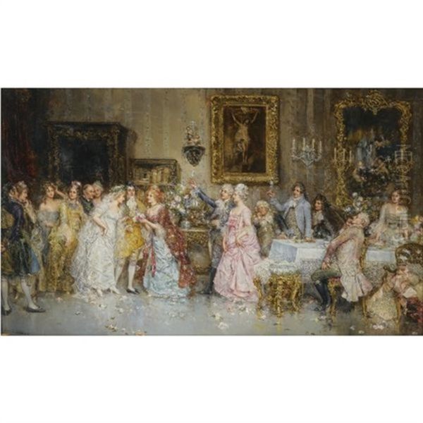 El Banquete Nupcial (the Wedding Party) Oil Painting by Juan Pablo Salinas