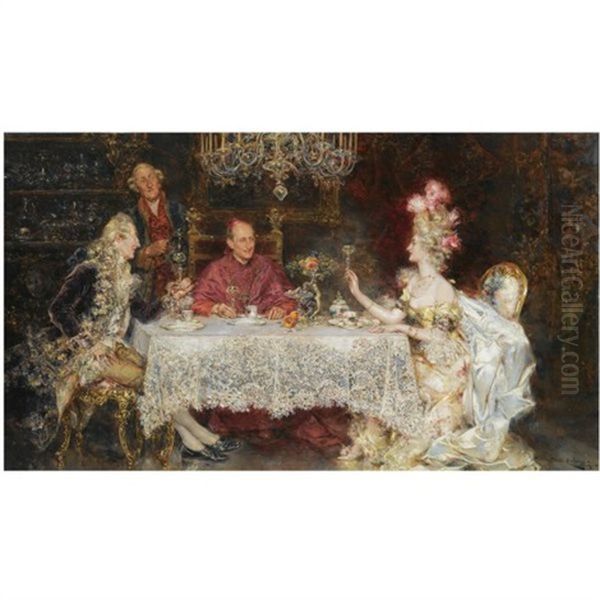 El Brindis (toasting The Cardinal) Oil Painting by Juan Pablo Salinas