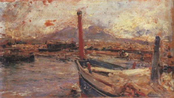 Napoli A Mergellina, 1894 Oil Painting by Juan Pablo Salinas