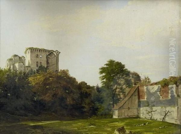 Donjon De Tancarville Oil Painting by Auguste Bougourd