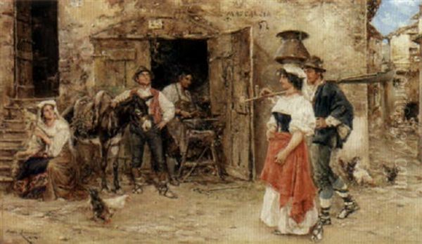 Outside The Blacksmith's Oil Painting by Juan Pablo Salinas