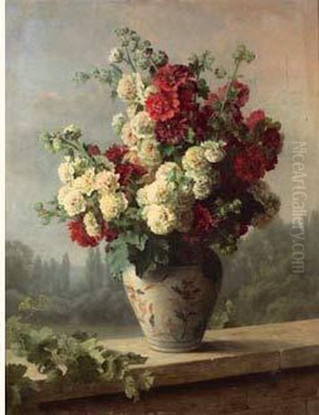 Fleurs Dans Un Vase Oil Painting by Cecile Bougourd