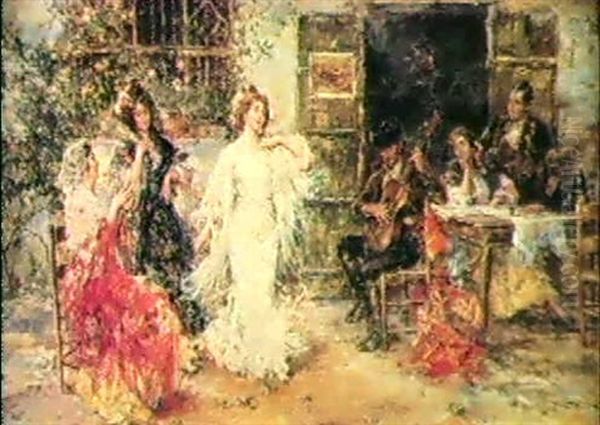 Dancing At The Cafe Oil Painting by Juan Pablo Salinas