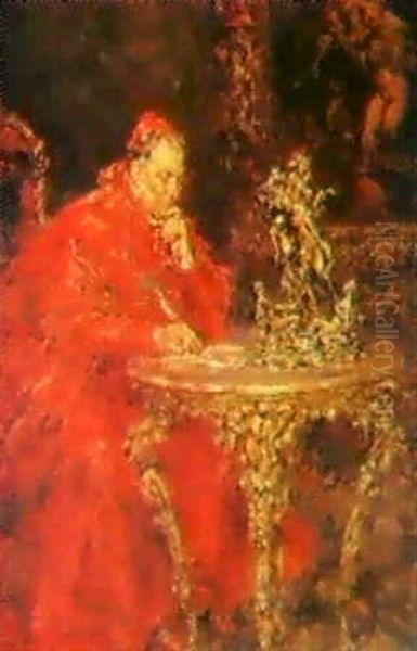 El Cardenal Escribe Oil Painting by Juan Pablo Salinas