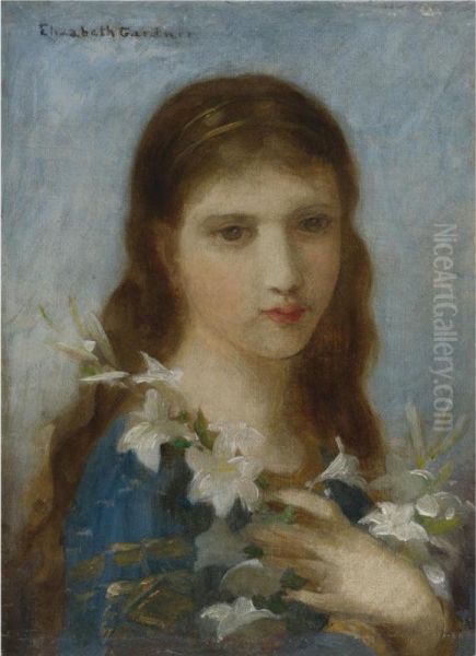 Young Girl With Lilies Oil Painting by Elizabeth Jane Gardner Bouguereau