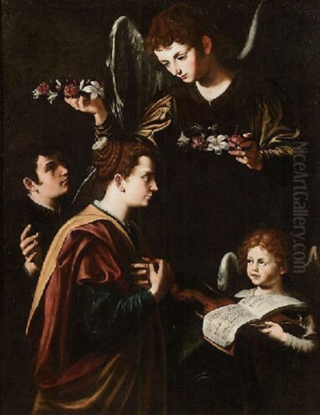 Incoronazione Dei Santi Cecilia E Valeriano Oil Painting by Tommaso Salini