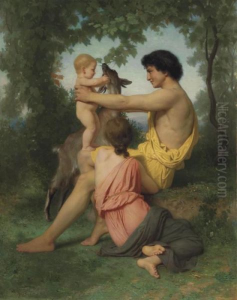 Idylle: Famille Antique Oil Painting by William-Adolphe Bouguereau