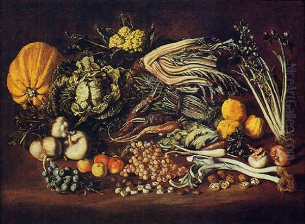 Natura Morta Di Ortaggi E Frutta Oil Painting by Tommaso Salini