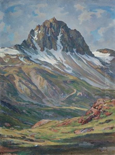 Piz Lagrev (mount Lagrev) Oil Painting by Carl Albert Von Salis-Soglio