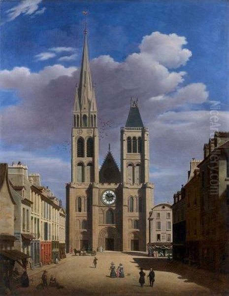 Vue De La Basilique Saint Denis Oil Painting by Etienne Bouhot