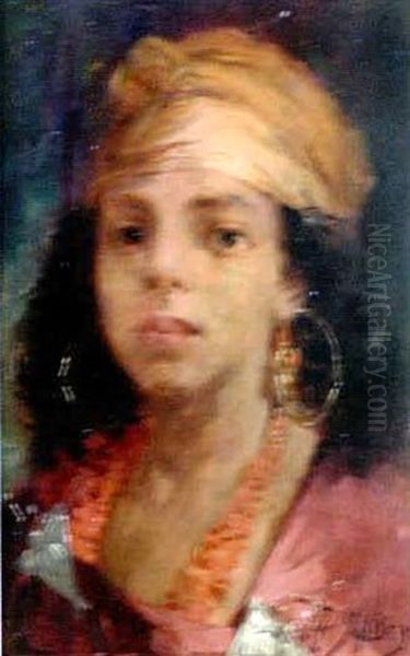 Portrait De Jeune Fille Oil Painting by Pierre-Alexandre Salles