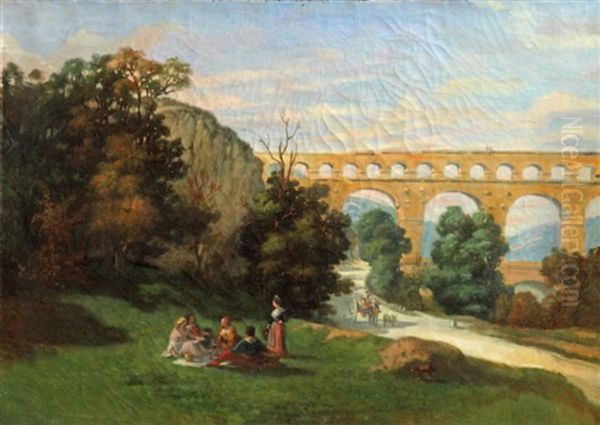 Dejeuner Sur L'herbe Sous Un Viaduc Oil Painting by Jules Salles-Wagner