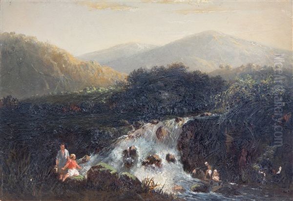 De Waterval Baon Tusschen Passaroean En Lawang / A Waterfall On Eastern Java Oil Painting by Abram Salm