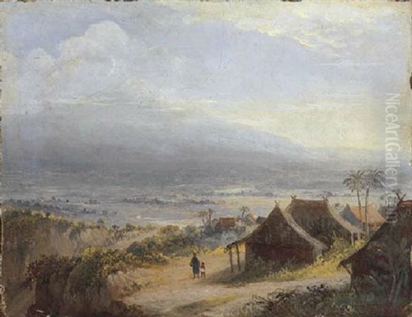 Java: Gezigt In De Ommelanden Van Batavia En De Berg Salak Oil Painting by Abram Salm