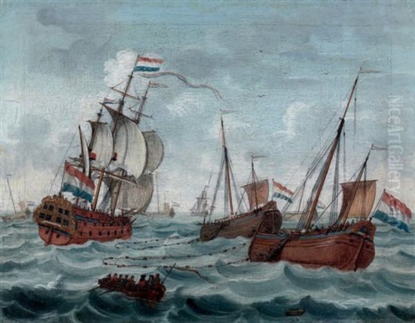 Marine Oil Painting by Adriaen Van Salm