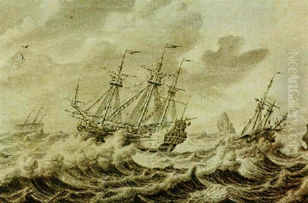 Shipping In Choppy Seas by Adriaen Van Salm