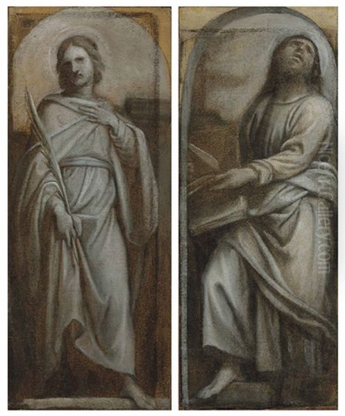 Saint John The Evangelist; And Saint Bartholomew Oil Painting by Enea Salmeggia