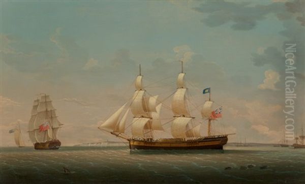 The Estridge In Two Views Off Dover Oil Painting by Robert Salmon