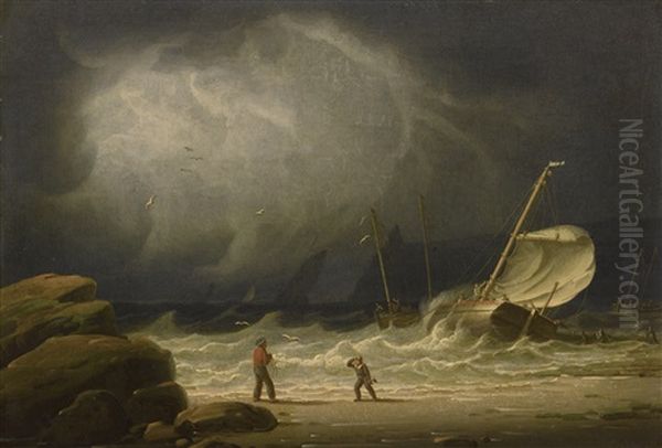 Stormy Seas Oil Painting by Robert Salmon