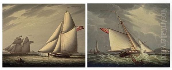 Castle Edwin Capturing The American Schooner John & William (2) Oil Painting by Robert Salmon