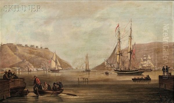 Harbor View With British Vessels by Robert Salmon