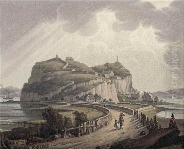 Dumbarton Castle On The Clyde Oil Painting by Robert Salmon