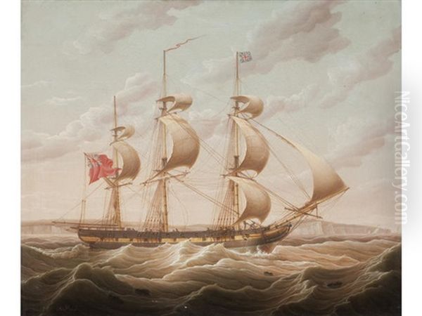 An Armed Merchantman Running Up The Channel Oil Painting by Robert Salmon