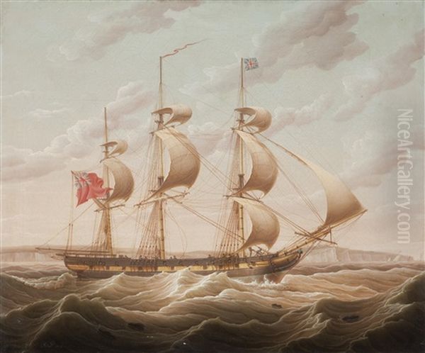 An Armed Merchantman Running Up The Channel Oil Painting by Robert Salmon