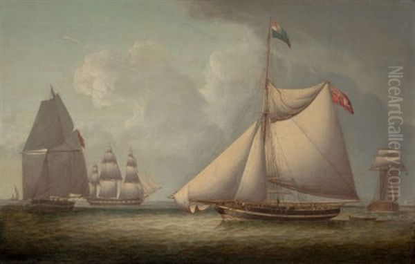 A Naval Cutter Oil Painting by Robert Salmon