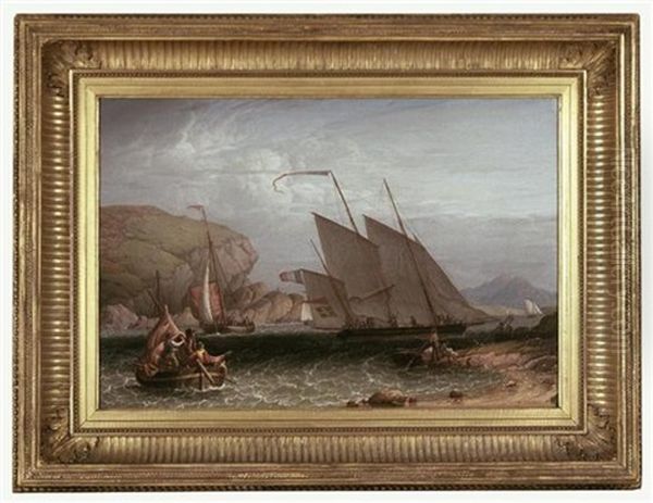 Lugger On A Wind Oil Painting by Robert Salmon