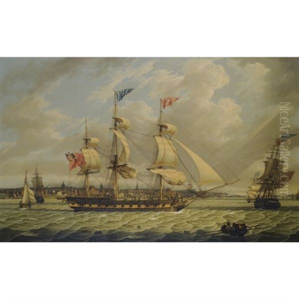 The Greenland Trader Lion, In Two Positions Off Liverpool, On Her Return To The Mersey In by Robert Salmon