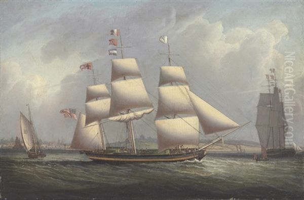 The Ship Algonquin Of The Cape Packet Line Departing Liverpool In Two Positions Oil Painting by Robert Salmon